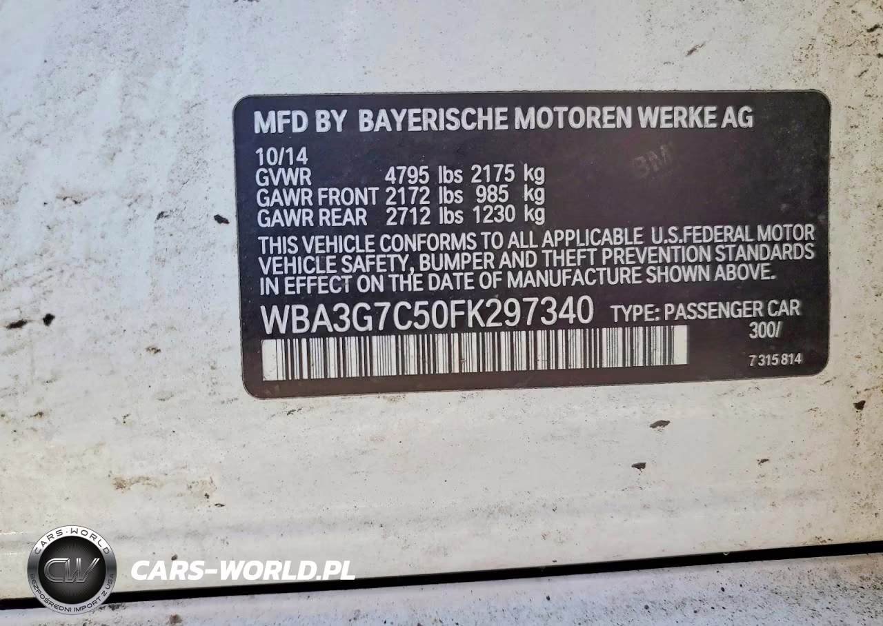 2015 BMW 328 Xi VIN:WBA3G7C50FK297340 - 13
