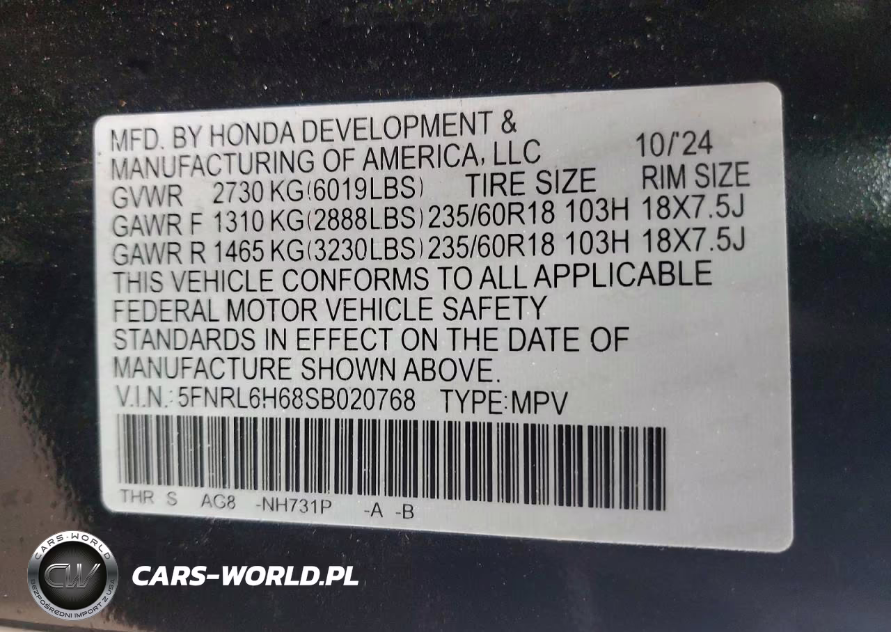 2025 Honda Odyssey Exl VIN:5FNRL6H68SB020768 - 14