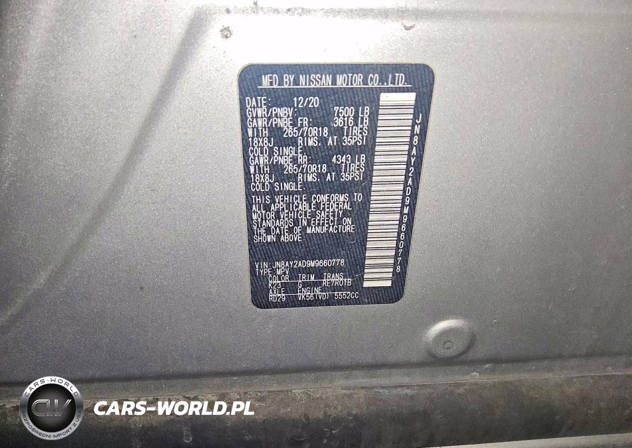 2021 Nissan Armada Sv VIN:JN8AY2AD9M9660778 - 13
