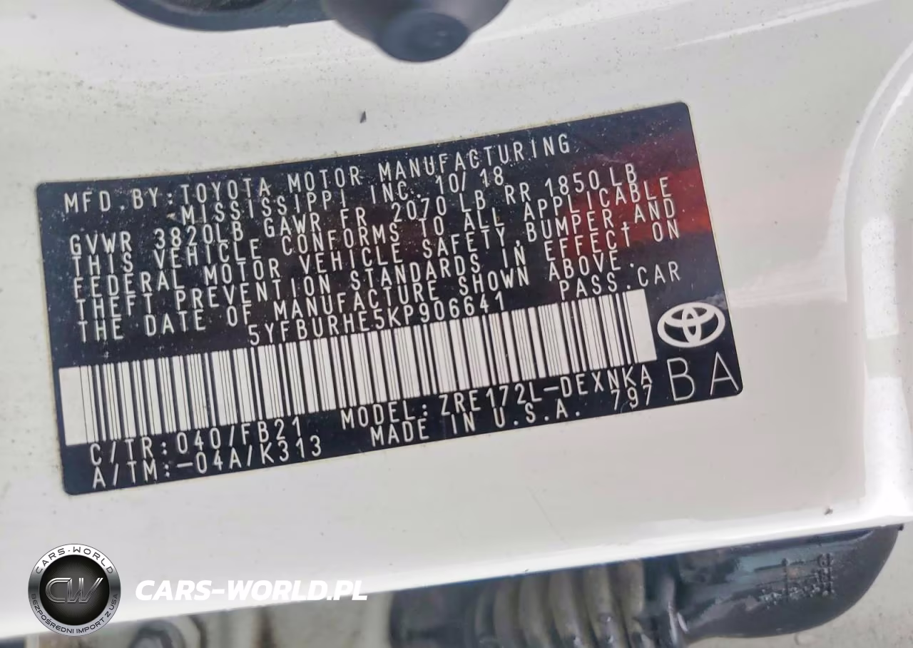2019 Toyota Corolla Le VIN:5YFBURHE5KP906641 - 12