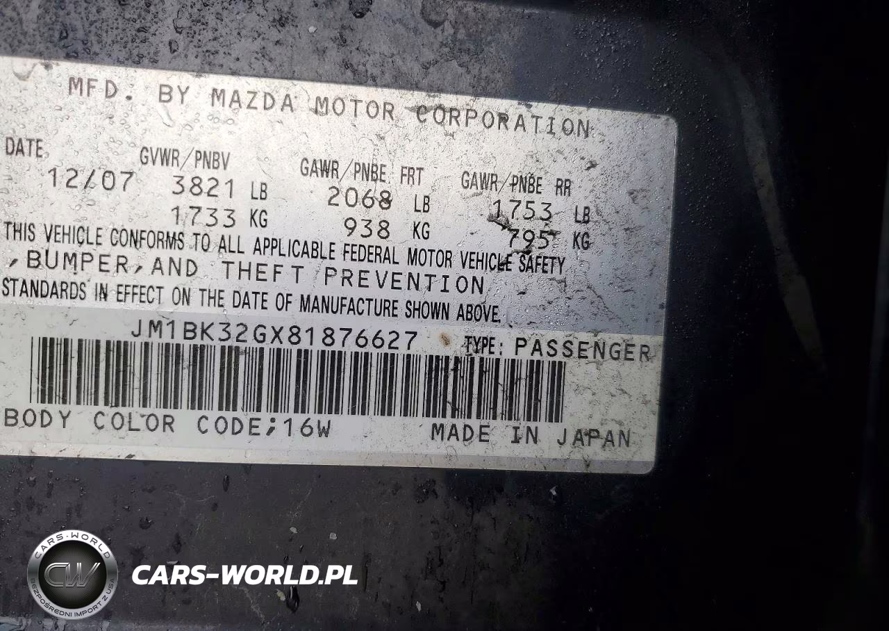 2008 Mazda 3 I VIN:JM1BK32GX81876627 - 12