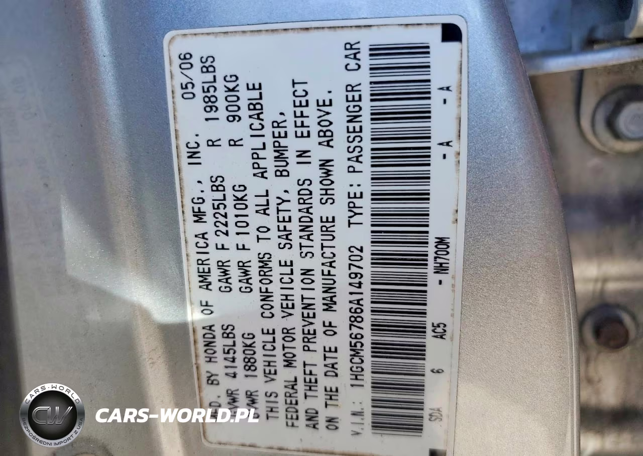 2006 Honda Accord Ex VIN:1HGCM56786A149702 - 12