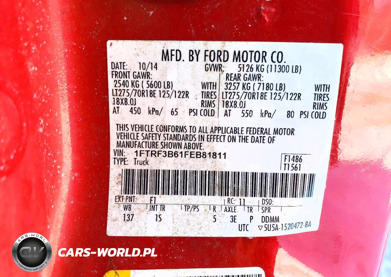 2015 Ford F350 Super Duty VIN:1FTRF3B61FEB81811 - 12
