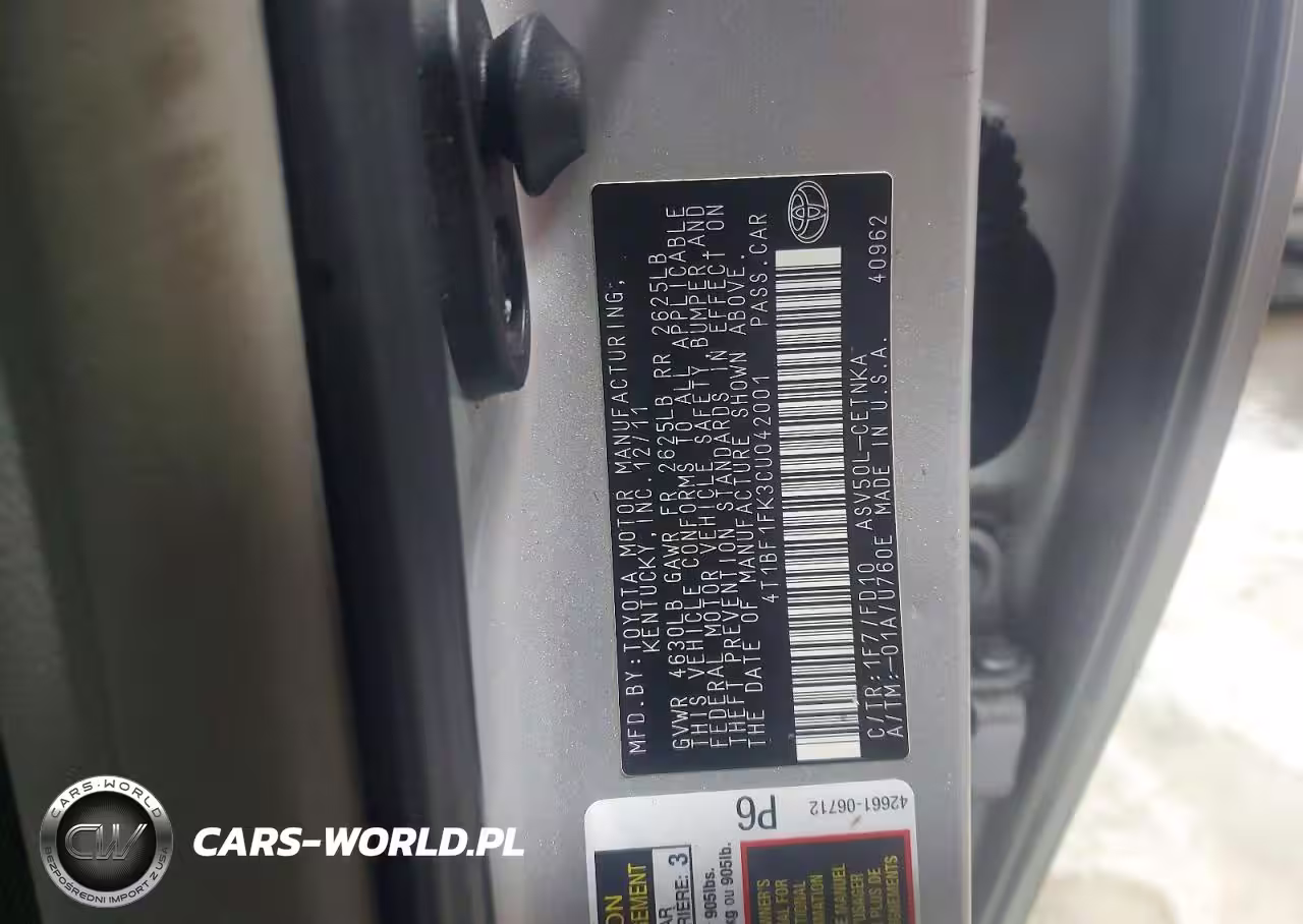 2012 Toyota Camry Le VIN:4T1BF1FK3CU042001 - 12