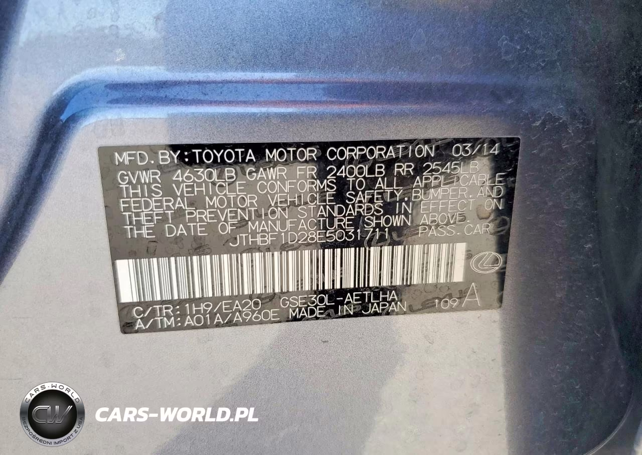 2014 Lexus Is 250 VIN:JTHBF1D28E5031711 - 13