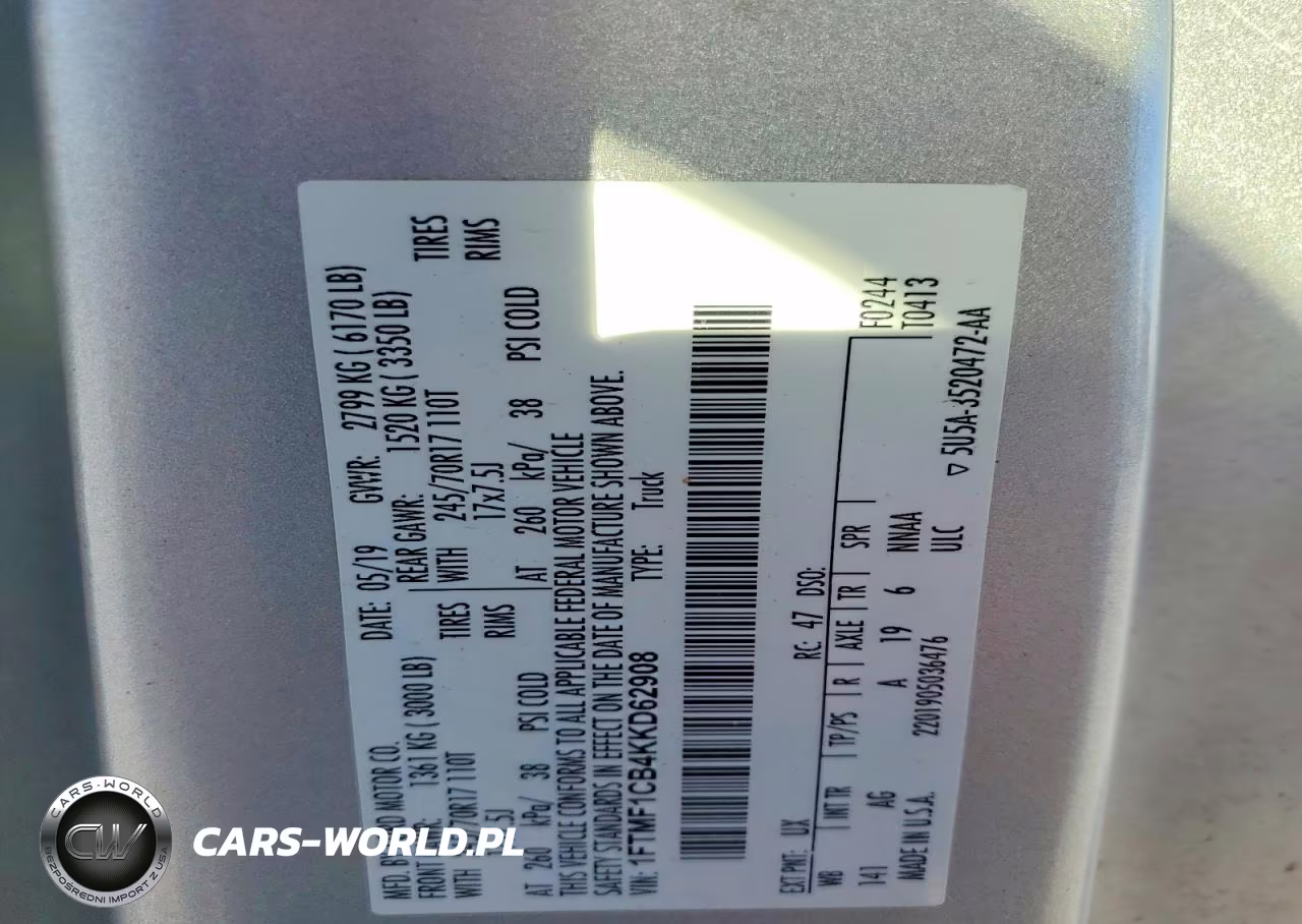 2019 Ford F150 VIN:1FTMF1CB4KKD62908 - 12