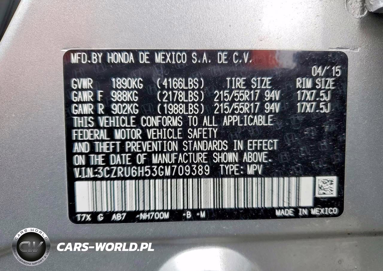 2016 Honda Hr-V Ex VIN:3CZRU6H53GM709389 - 13