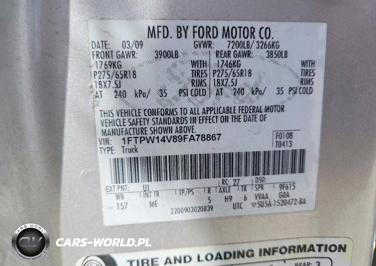 2009 Ford F150 Supercrew VIN:1FTPW14V89FA78867 - 12