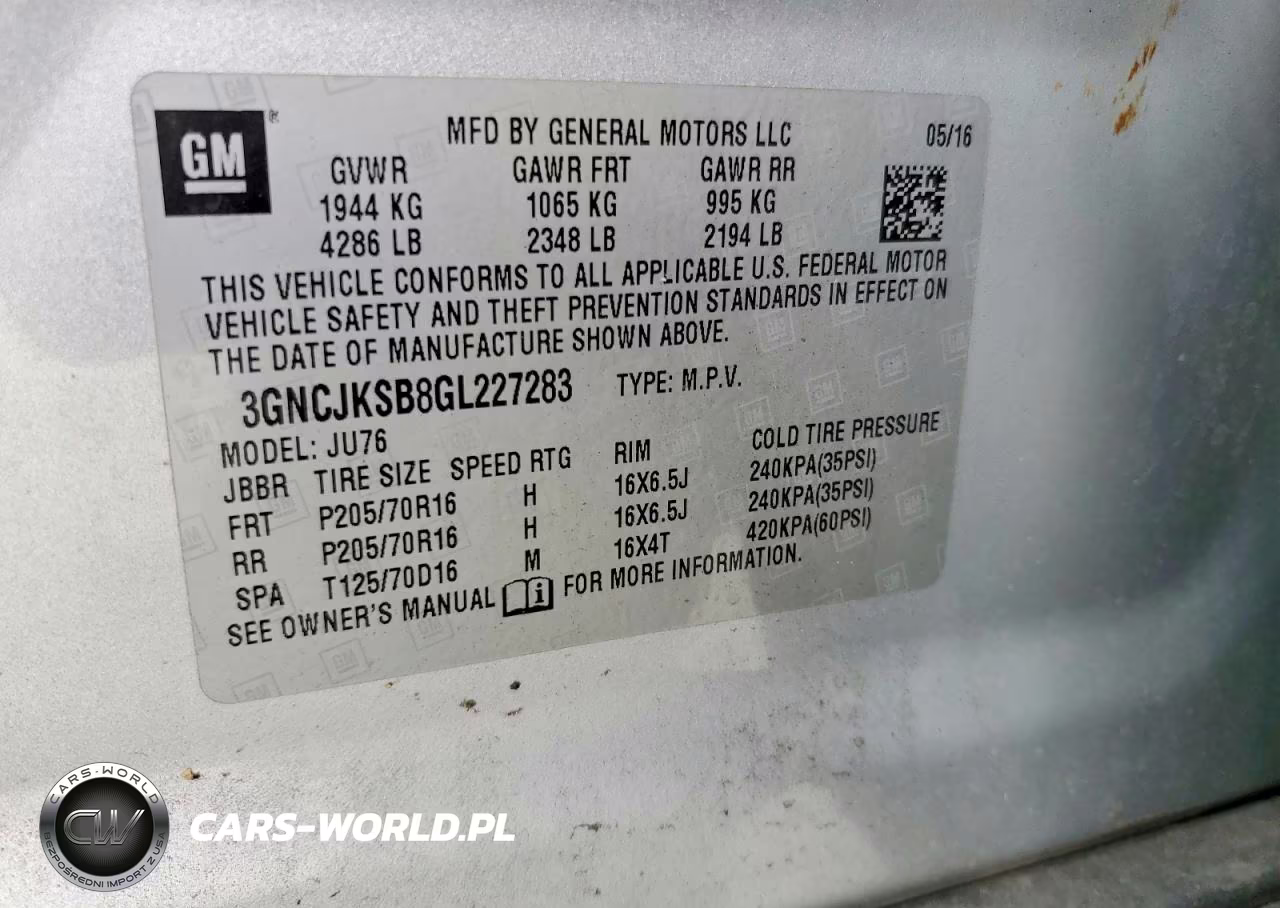 2016 Chevrolet Trax Ls VIN:3GNCJKSB8GL227283 - 12