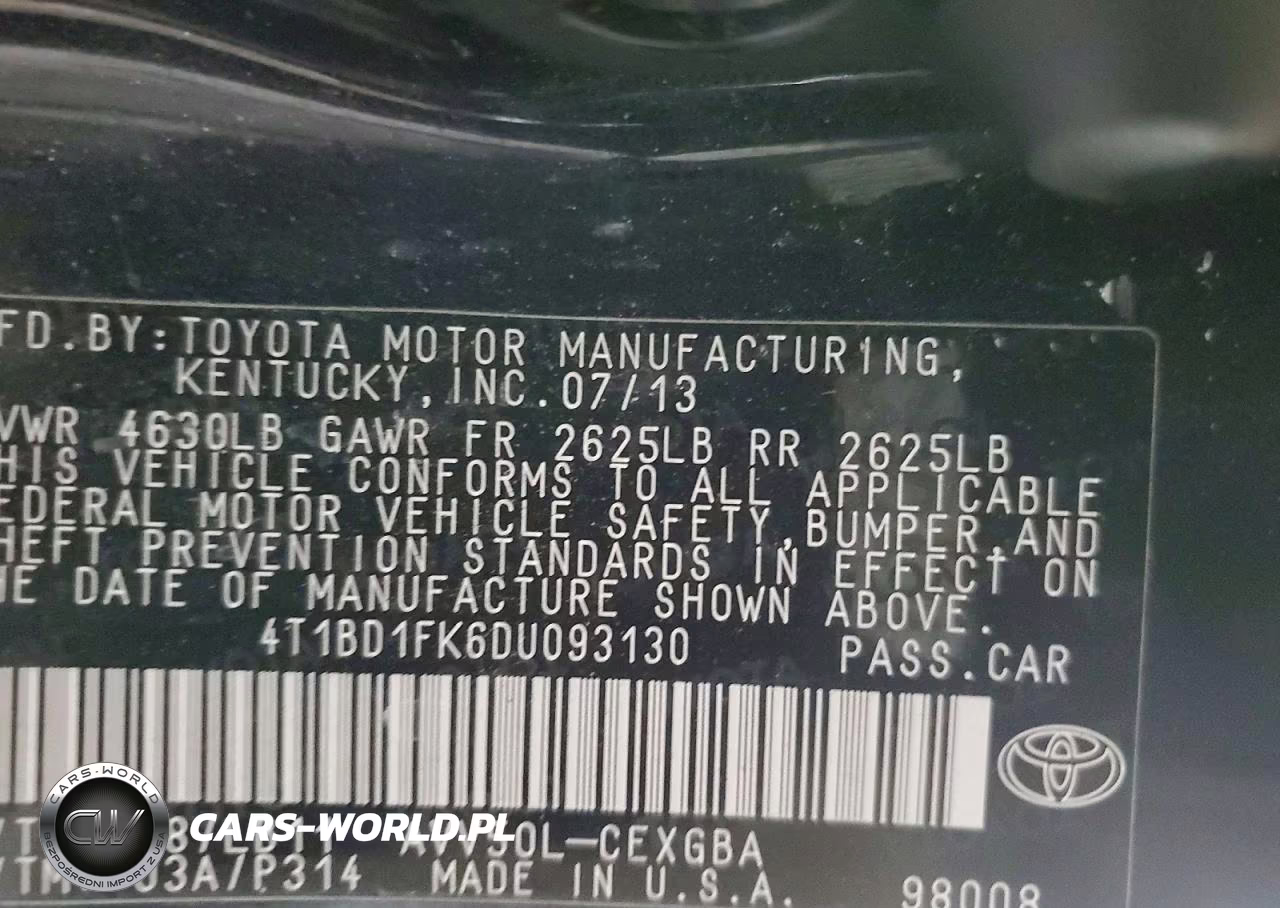 2013 Toyota Camry Hybrid Xle VIN:4T1BD1FK6DU093130 - 12