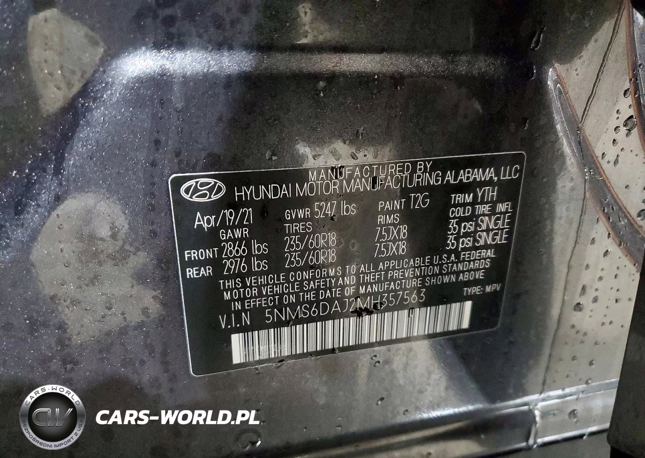 2021 Hyundai Santa Fe Sel VIN:5NMS6DAJ2MH357563 - 13