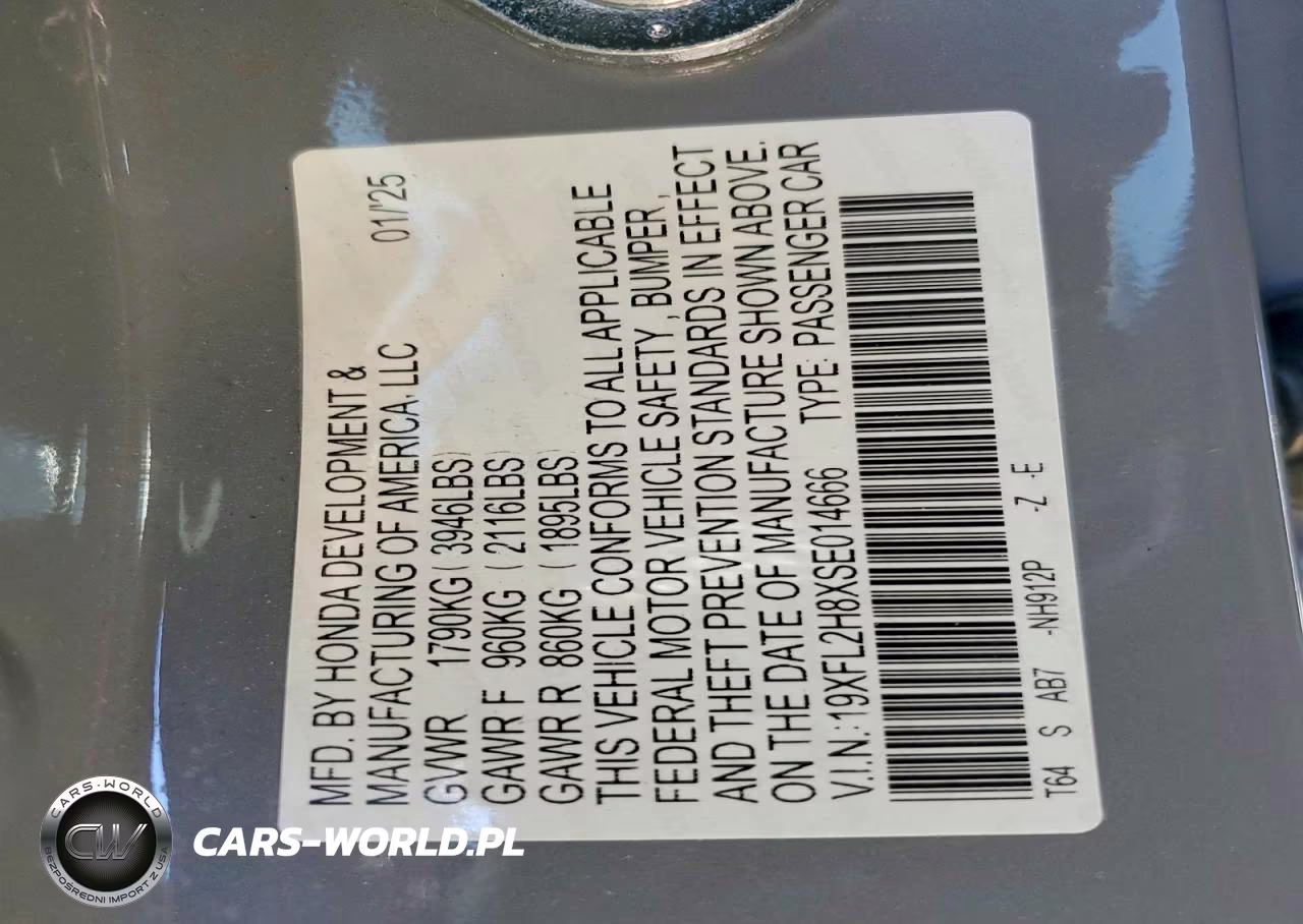 2025 Honda Civic Sport VIN:19XFL2H8XSE014666 - 12