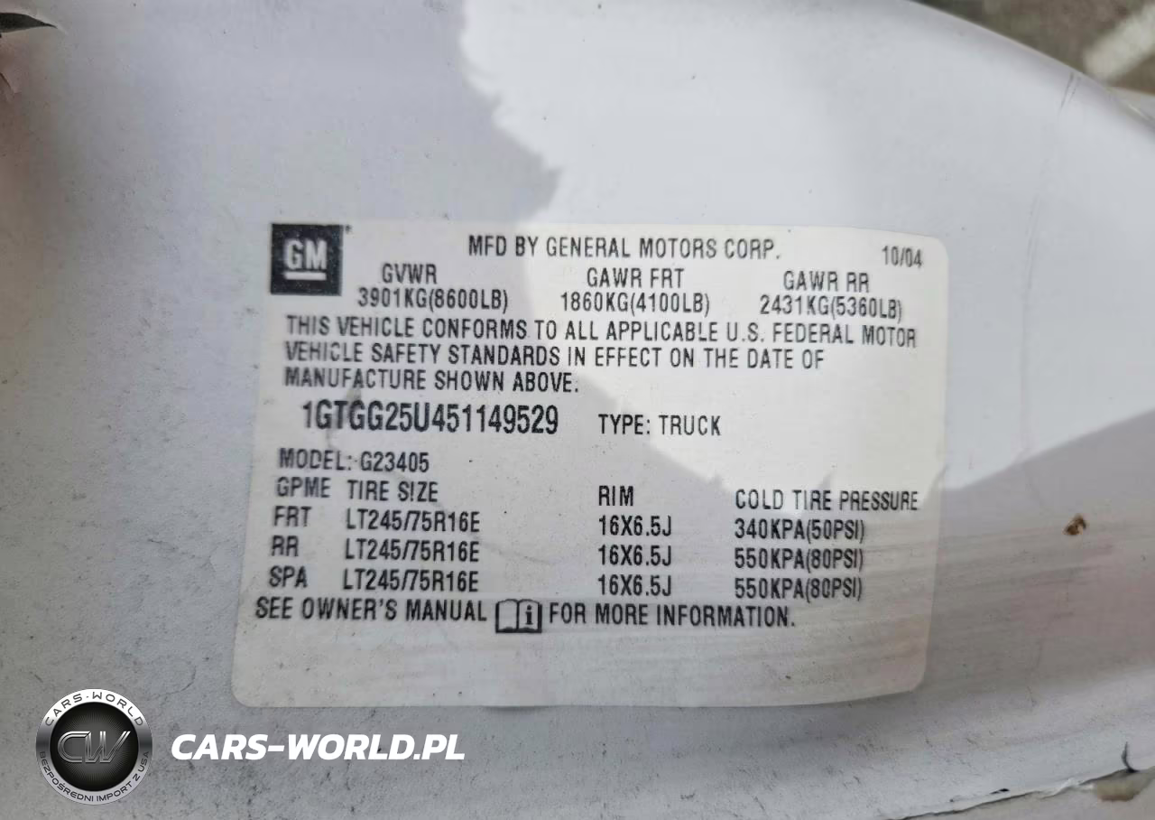 2005 GMC Savana 2500 Utility - Service Van VIN:1GTGG25U451149529 - 14