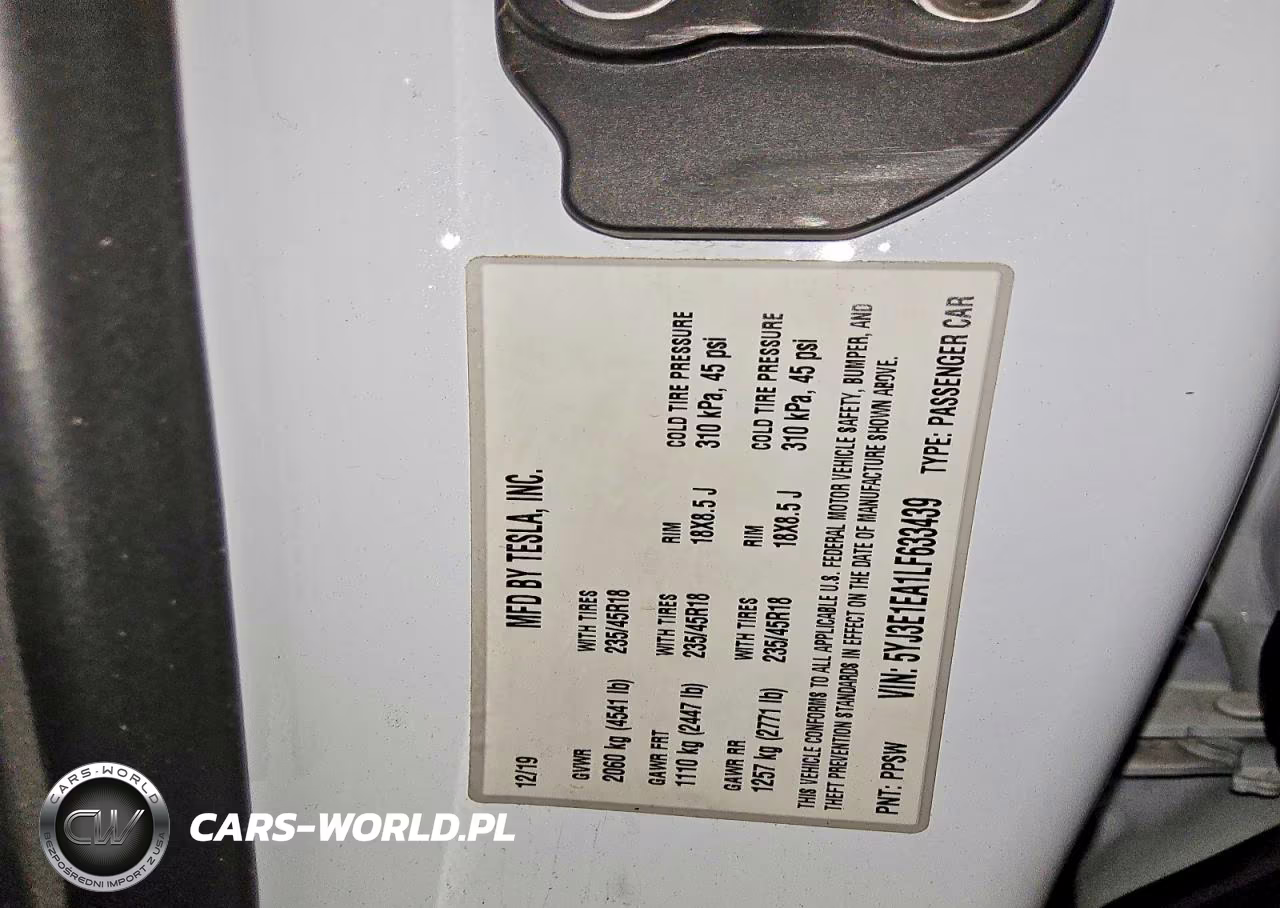 2020 Tesla Model 3 VIN:5YJ3E1EA1LF633439 - 12