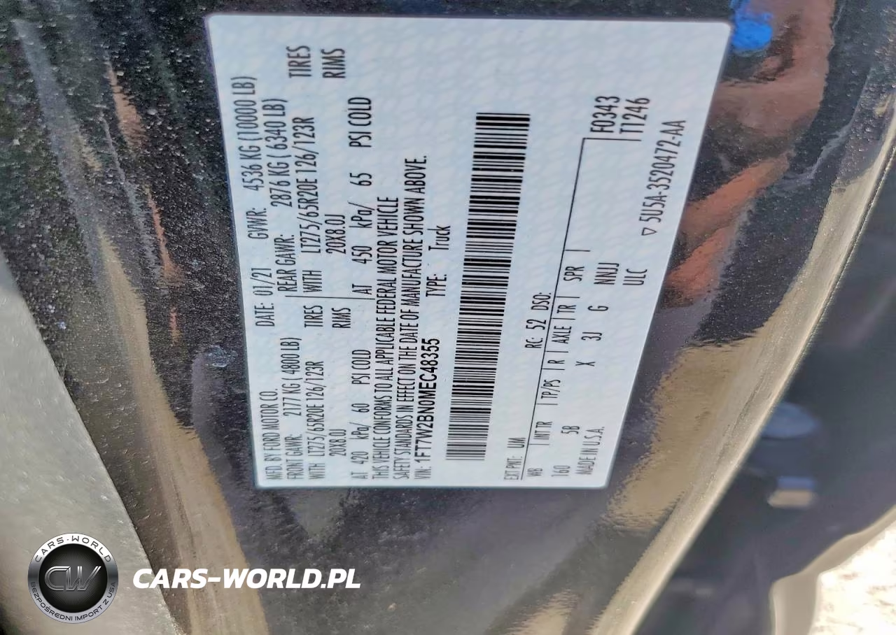 2021 Ford F250 Super Duty VIN:1FT7W2BN0MEC48355 - 13