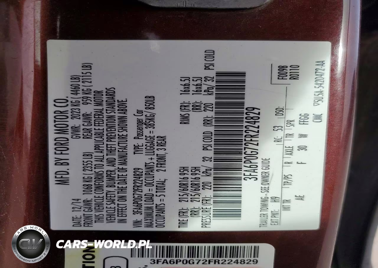 2015 Ford Fusion S VIN:3FA6P0G72FR224829 - 12