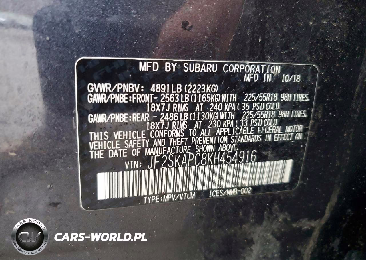 2019 Subaru Forester Sport VIN:JF2SKAPC8KH454916 - 13