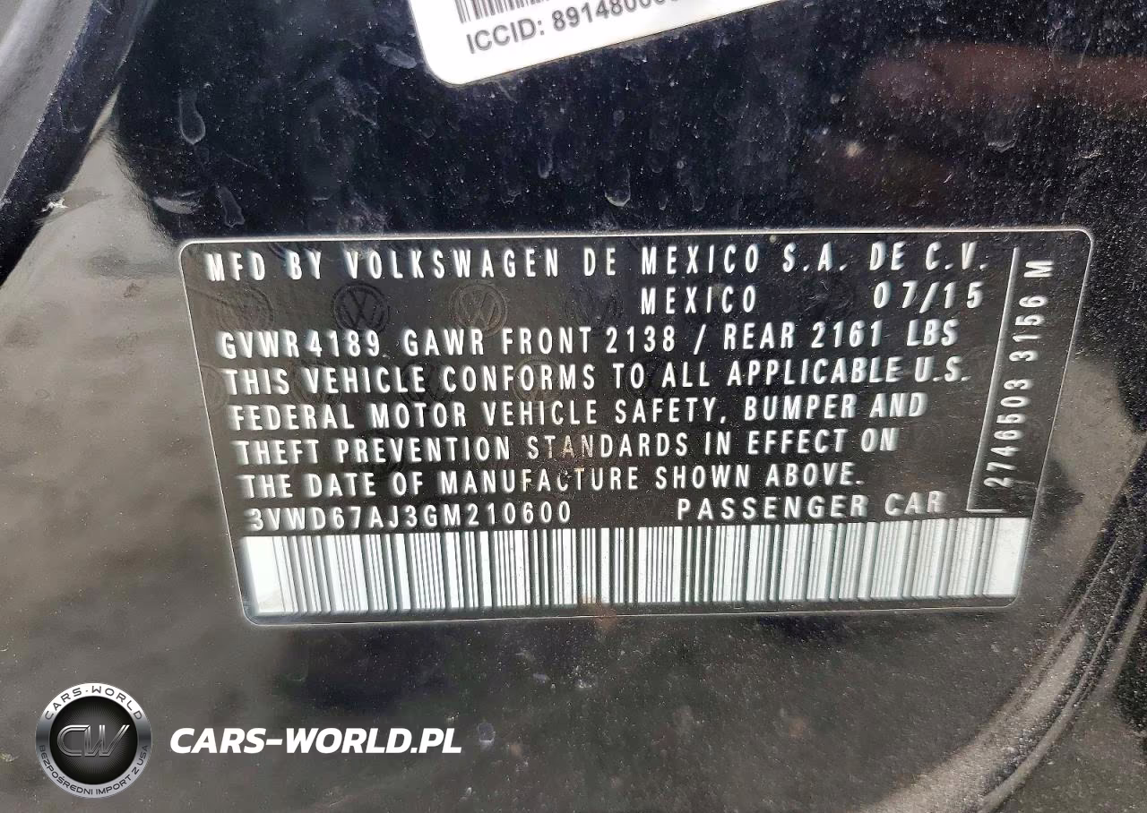 2016 Volkswagen Jetta Se VIN:3VWD67AJ3GM210600 - 12