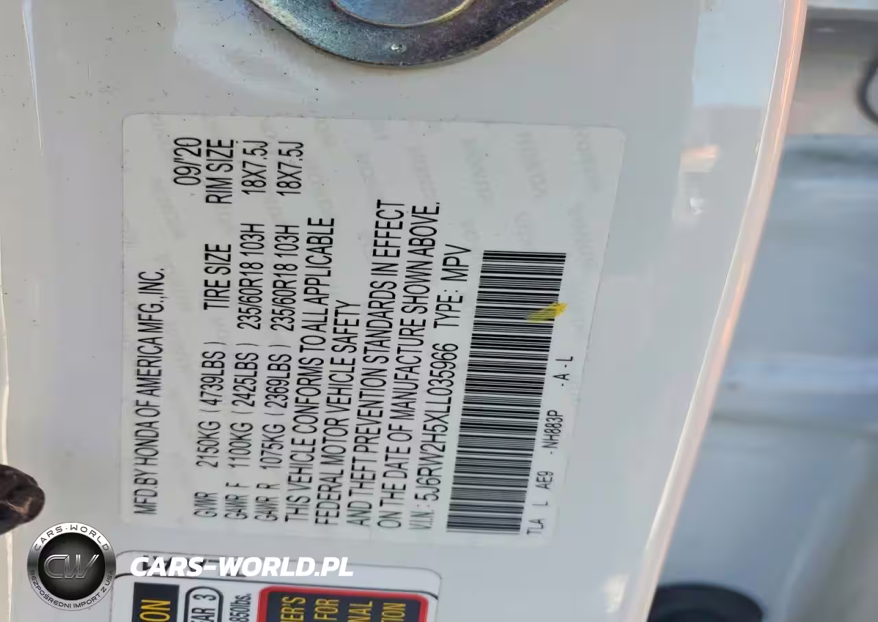 2020 Sterling Cr-V Ex VIN:5J6RW2H5XLL035966 - 13