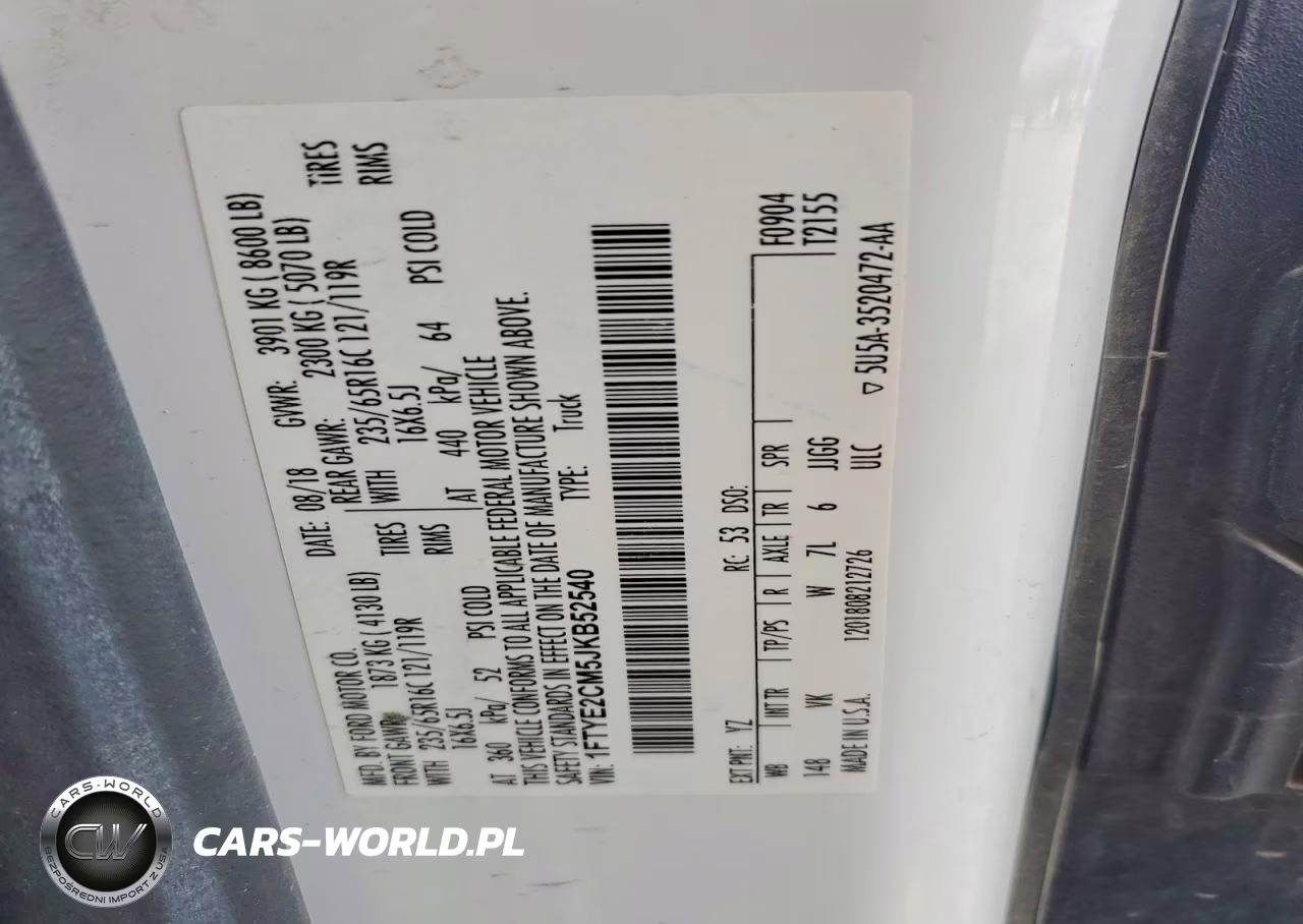 2018 Ford Transit T-150 VIN:1FTYE2CM5JKB52540 - 12
