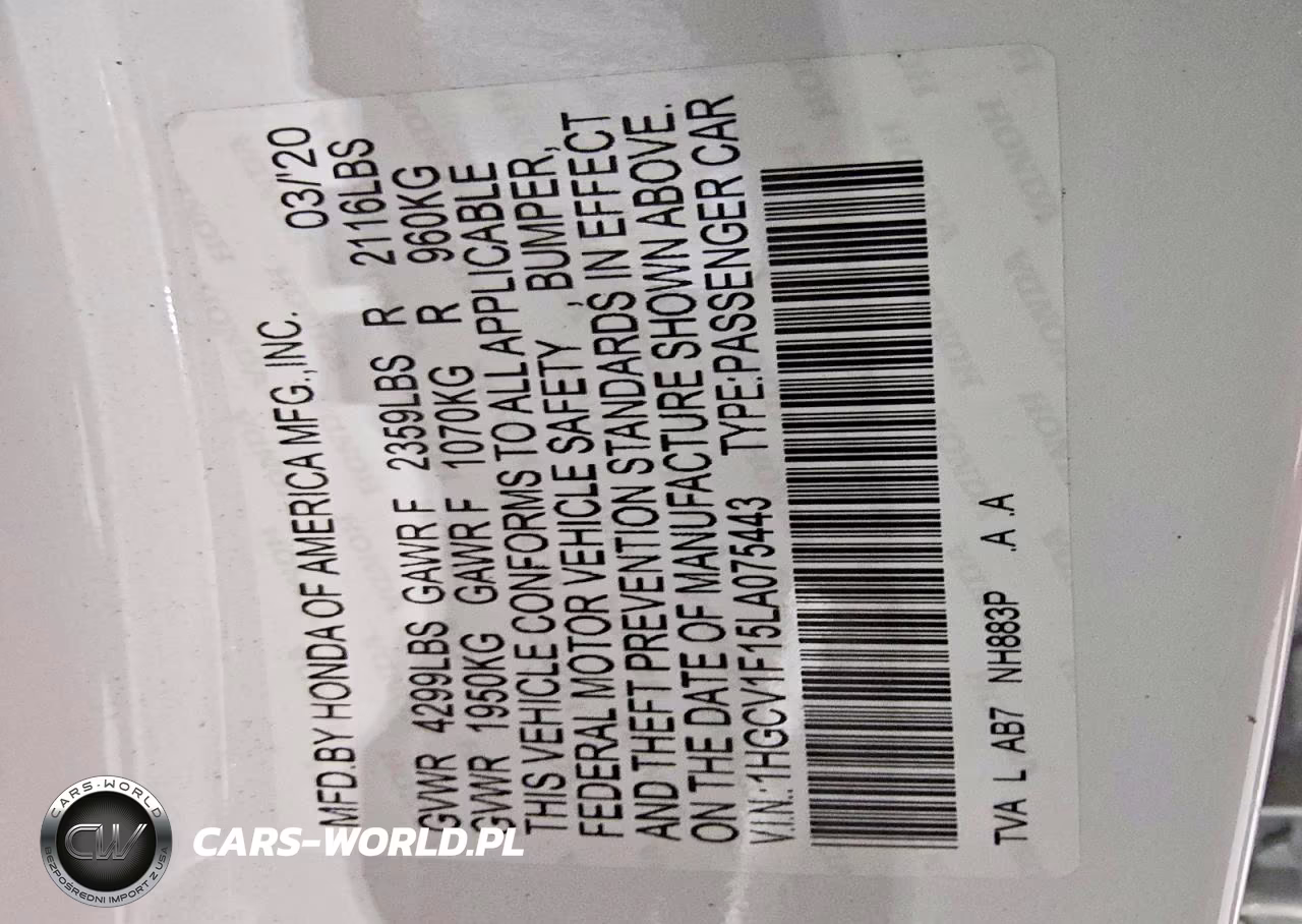 2020 Honda Accord Lx VIN:1HGCV1F15LA075443 - 12