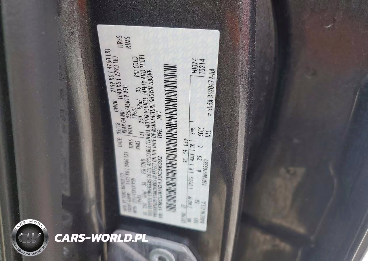2018 Ford Escape Sel VIN:1FMCU9HD1JUC56392 - 14