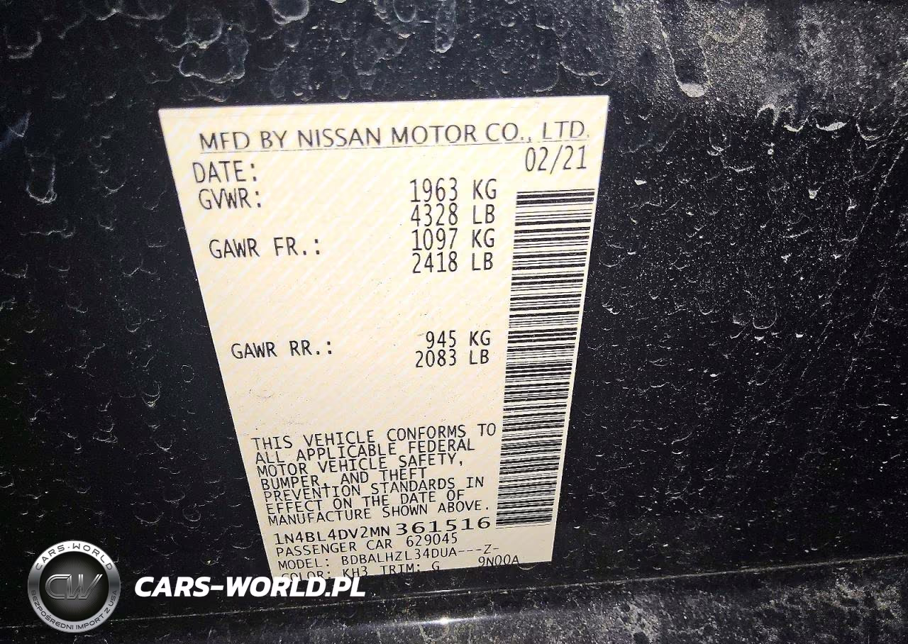 2021 Nissan Altima 2.5 Sv VIN:1N4BL4DV2MN361516 - 12