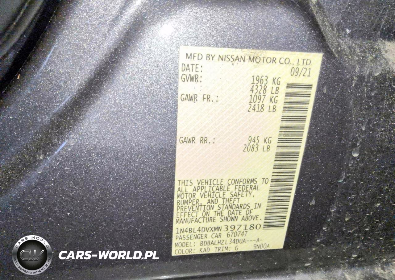 2021 Nissan Altima 2.5 Sv VIN:1N4BL4DVXMN397180 - 12