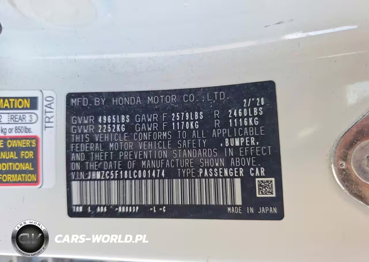 2020 Honda Clarity VIN:JHMZC5F18LC001474 - 12
