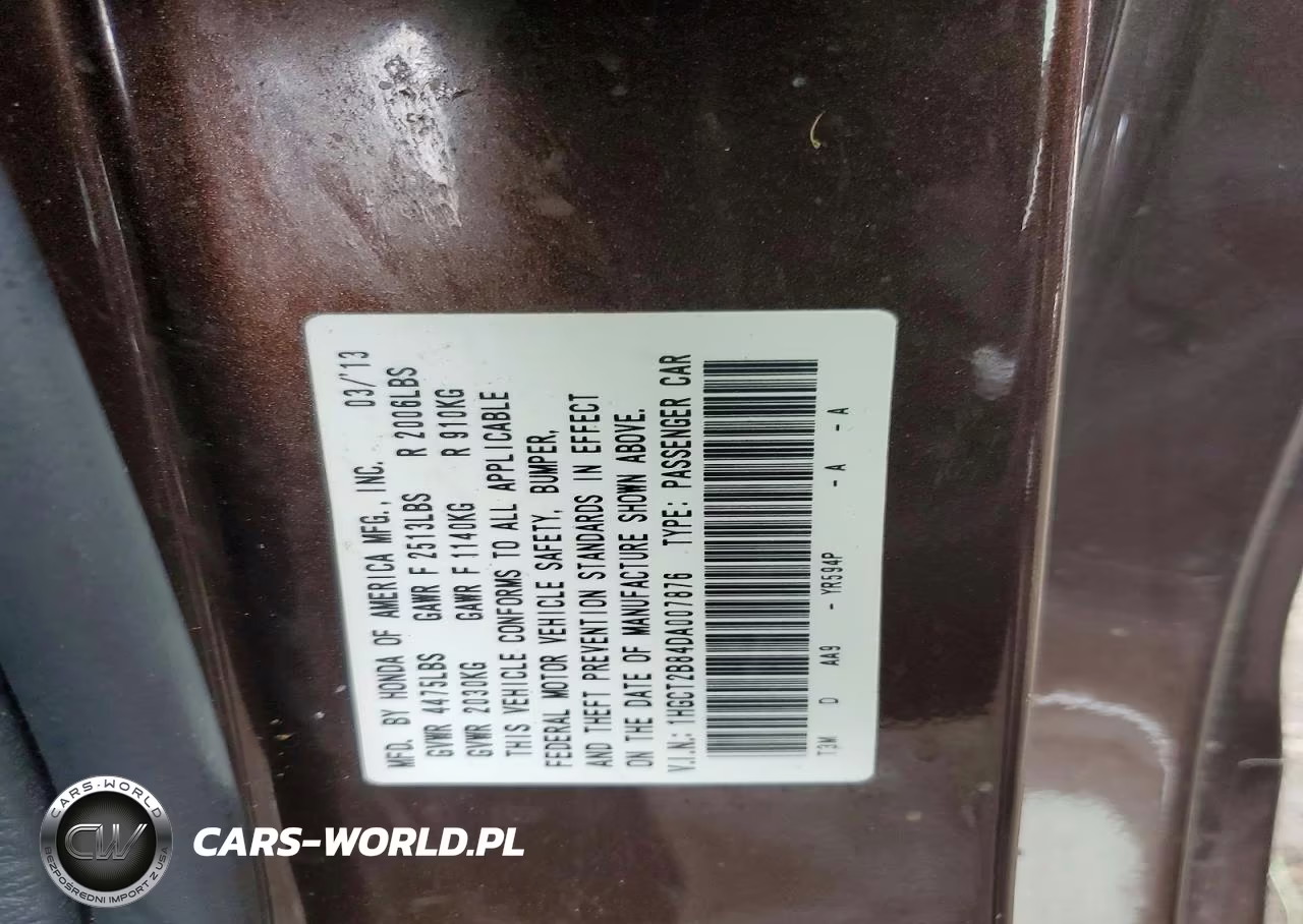 2013 Honda Accord Exl VIN:1HGCT2B84DA007876 - 12