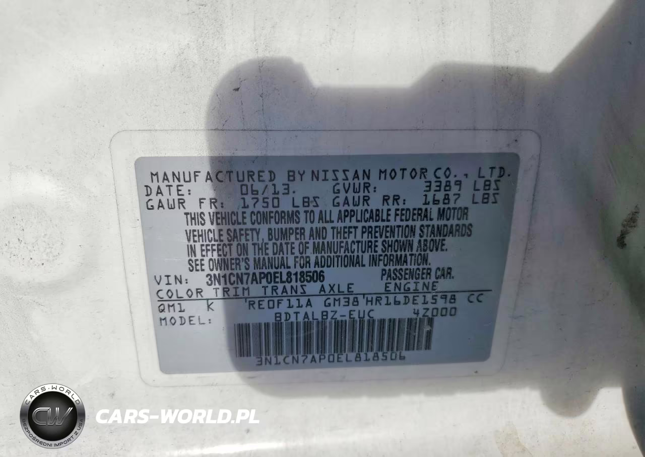 2014 Nissan Versa VIN:3N1CN7AP0EL818506 - 12