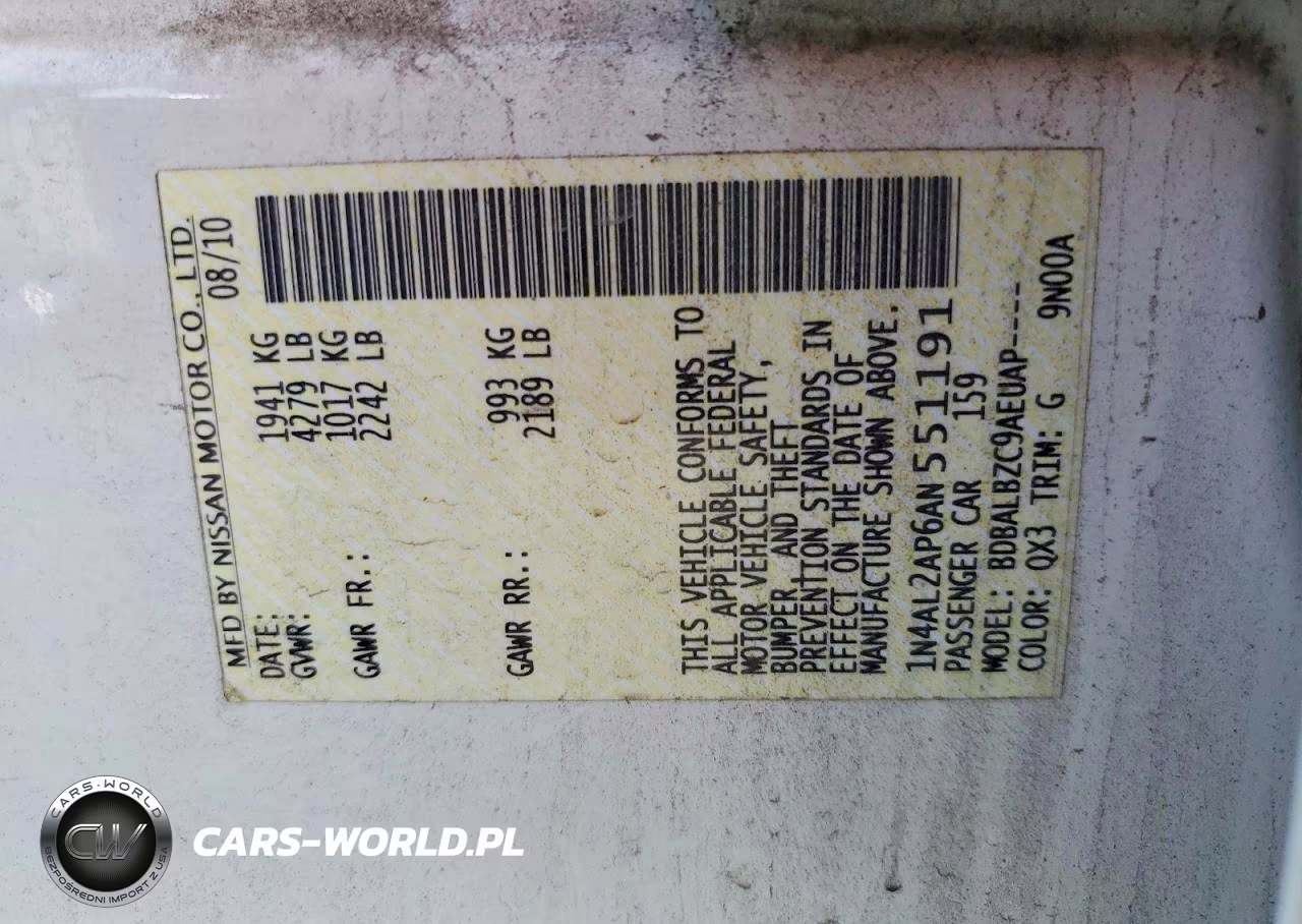 2010 Nissan Altima 2.5 VIN:1N4AL2AP6AN551191 - 12