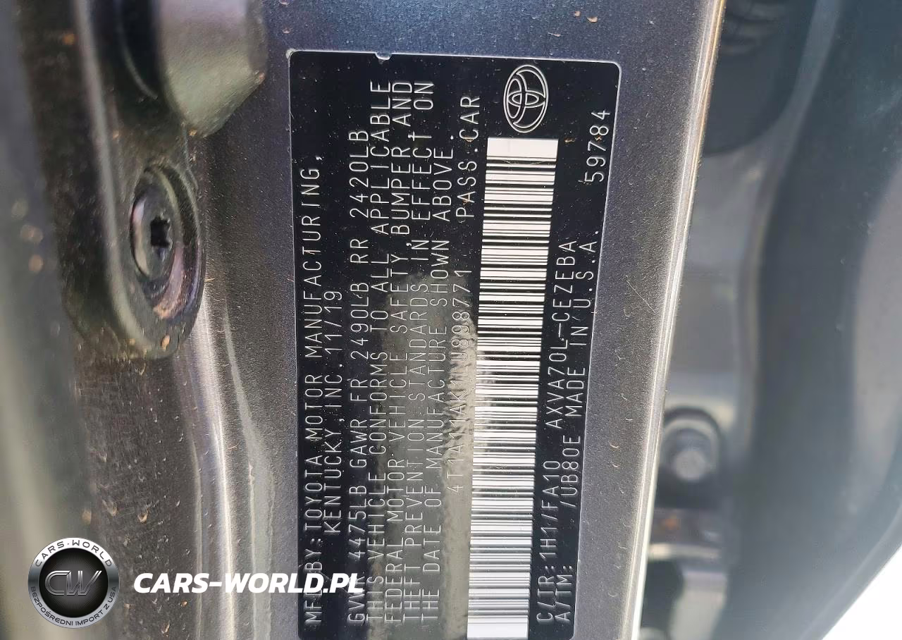 2020 Toyota Camry L VIN:4T1A11AK1LU898771 - 12