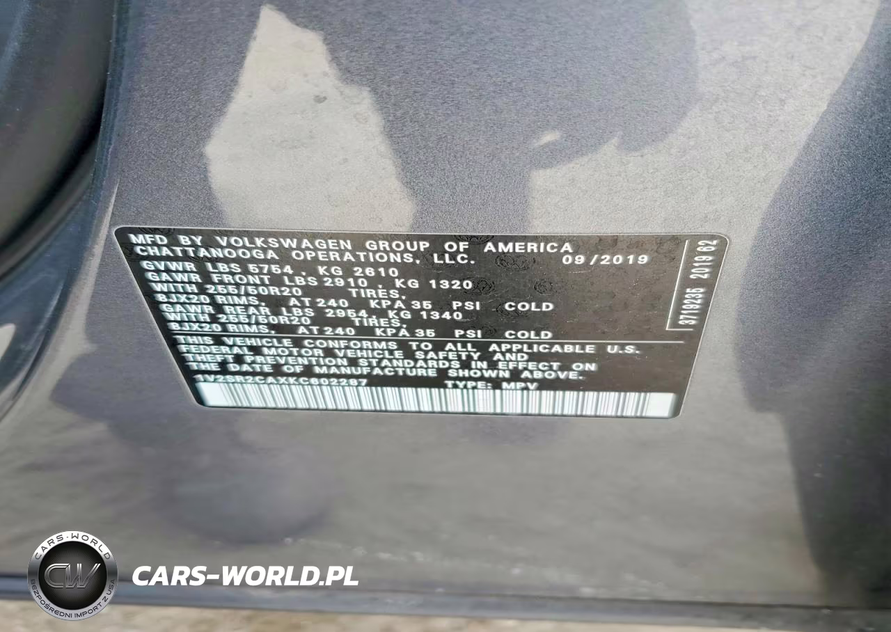 2019 Volkswagen Atlas Sel VIN:1V2SR2CAXKC602287 - 13