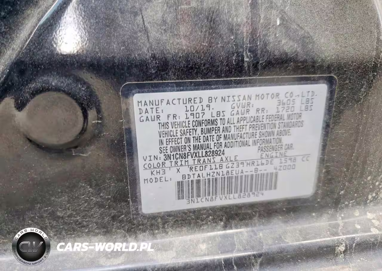 2020 Nissan Versa Sr VIN:3N1CN8FVXLL828924 - 12