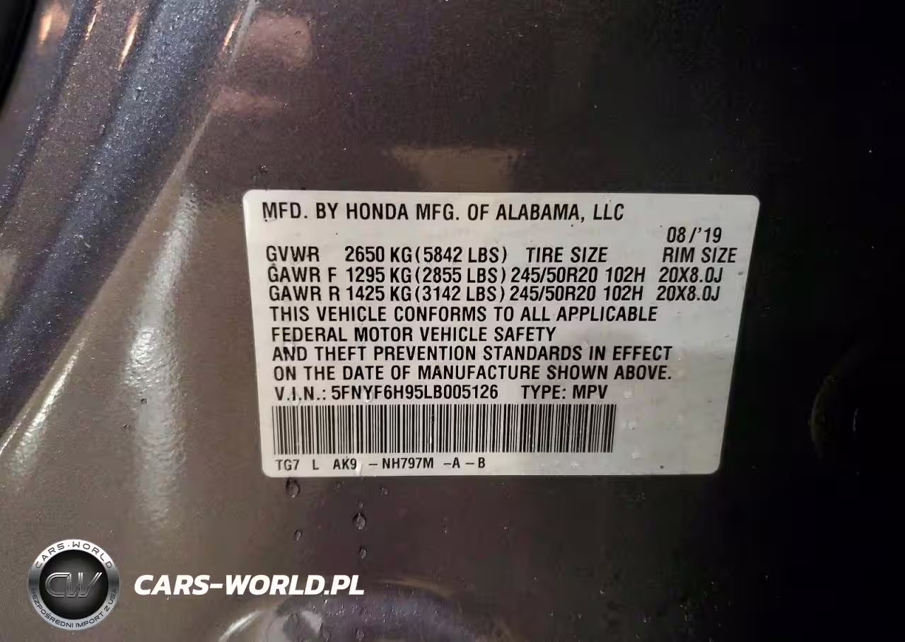 2020 Honda Pilot Touring VIN:5FNYF6H95LB005126 - 13