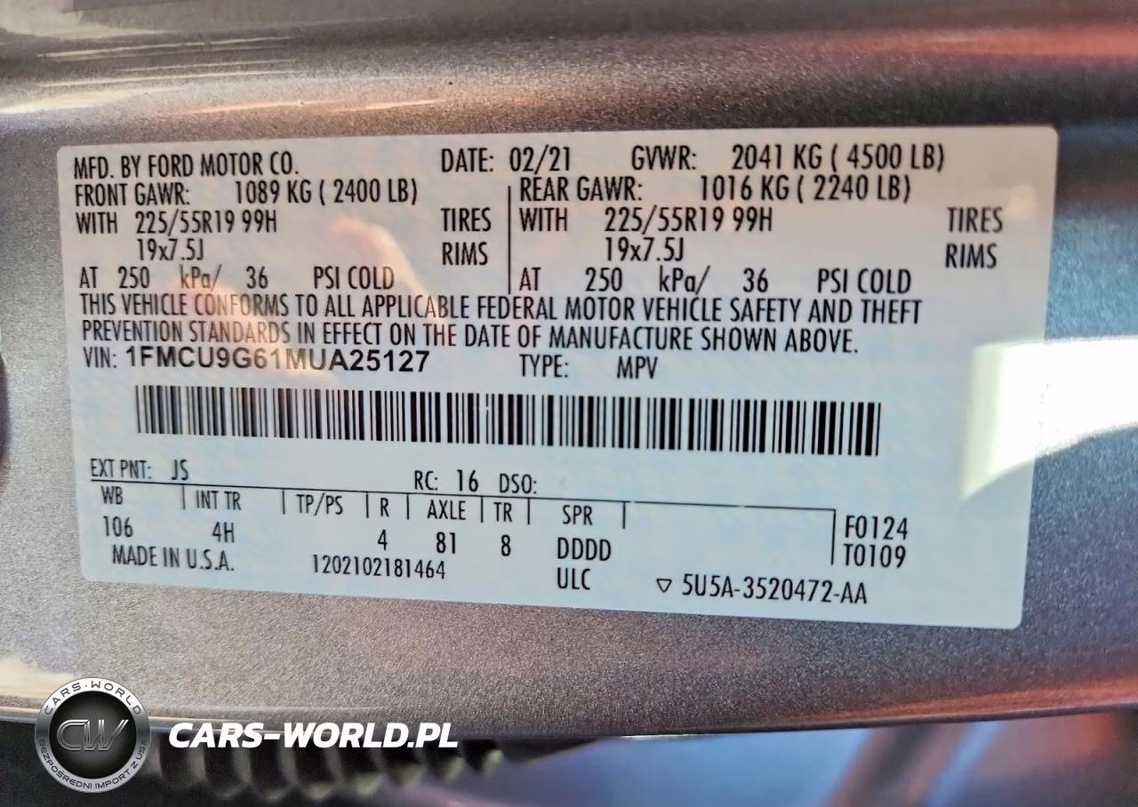 2021 Ford Escape Se VIN:1FMCU9G61MUA25127 - 14