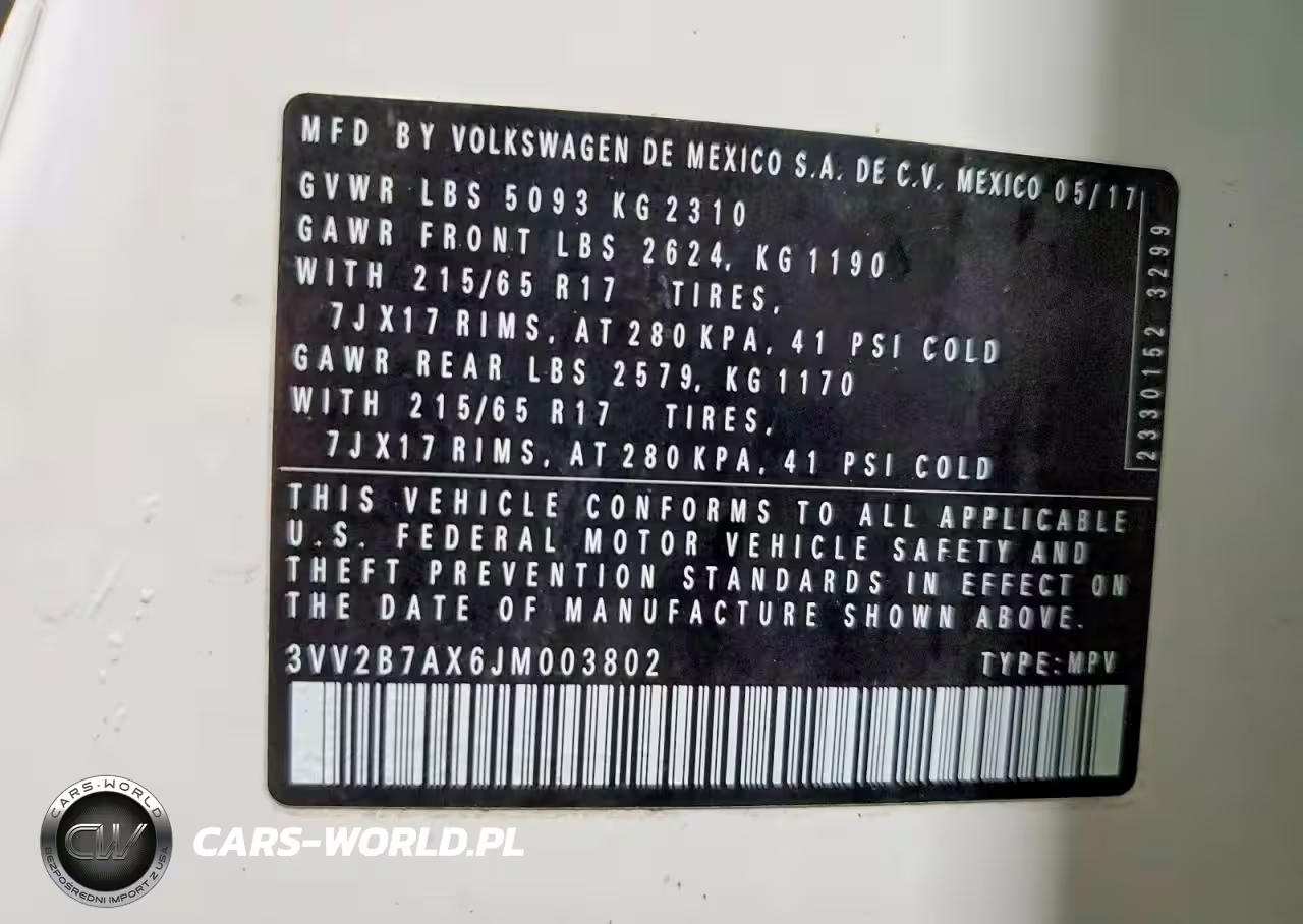 2018 Volkswagen Tiguan Se VIN:3VV2B7AX6JM003802 - 13