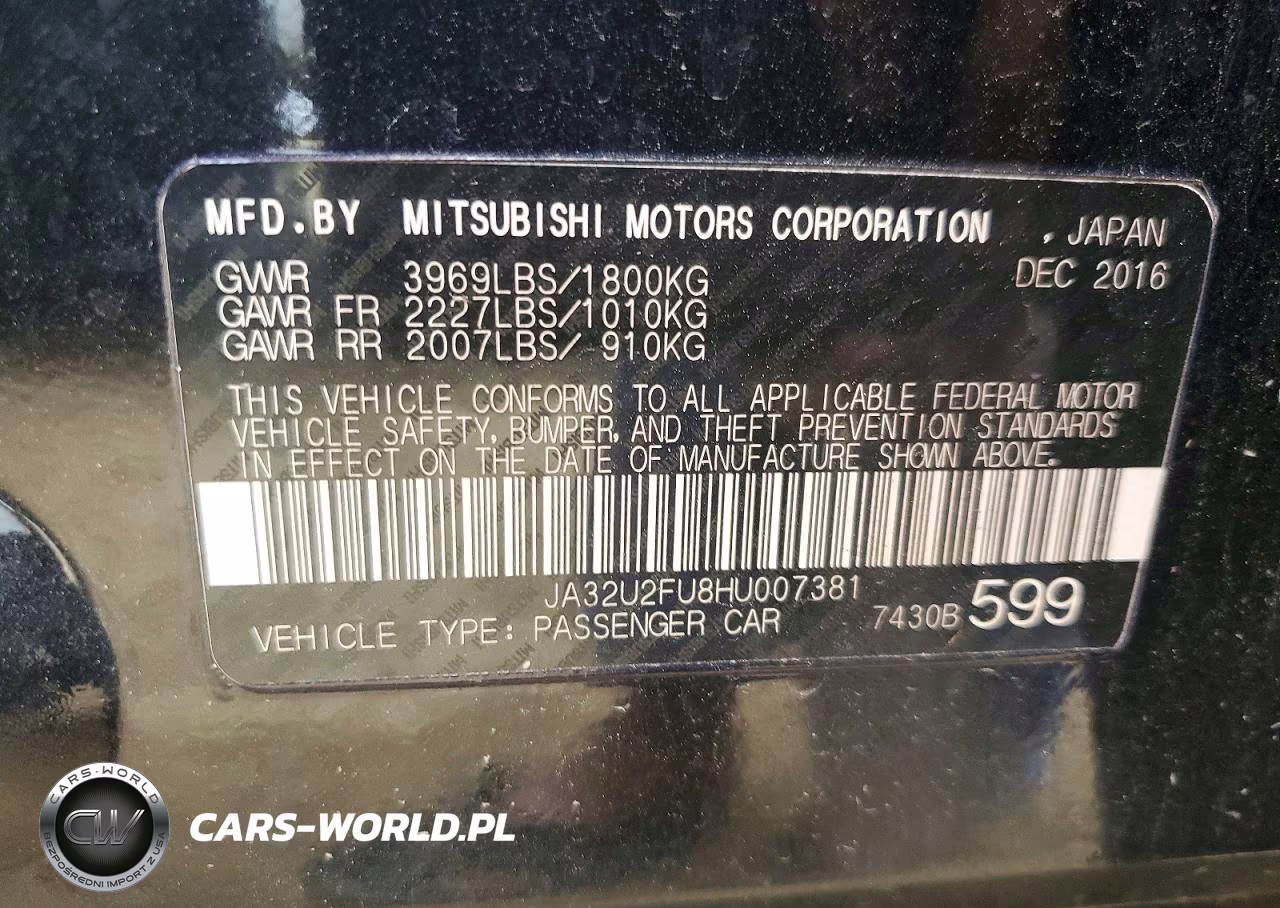 2017 Mitsubishi Lancer Es VIN:JA32U2FU8HU007381 - 12