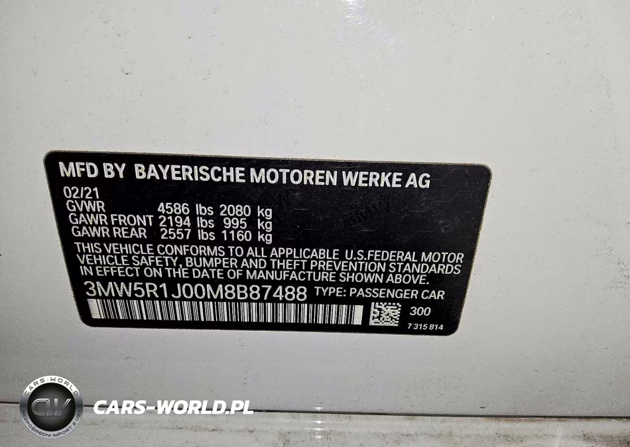 2021 BMW 330I VIN:3MW5R1J00M8B87488 - 12