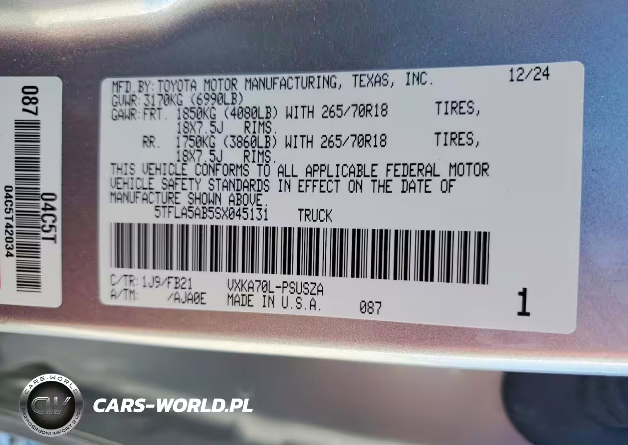2025 Toyota Tundra Sr5 VIN:5TFLA5AB5SX045131 - 12