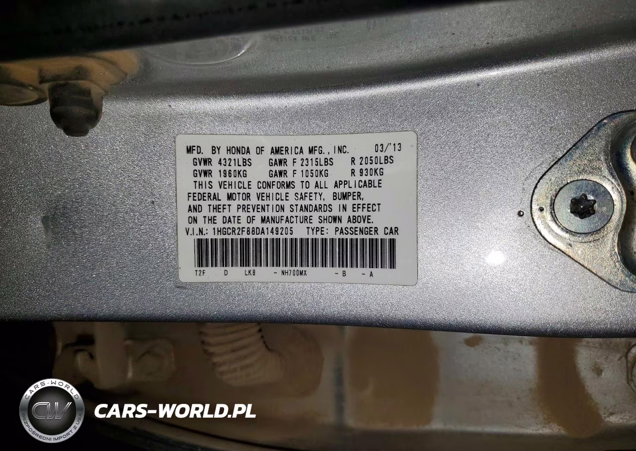 2013 Honda Accord Exl VIN:1HGCR2F88DA149205 - 12