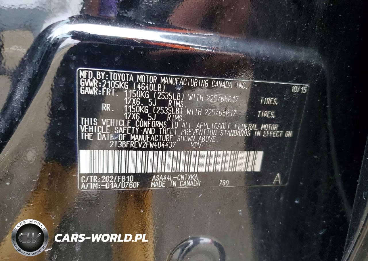 2015 Toyota Rav4 Le VIN:2T3BFREV2FW404437 - 13