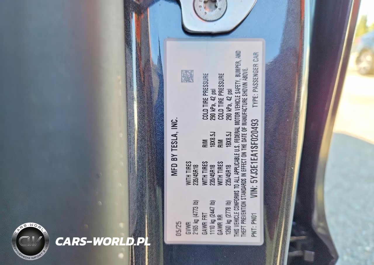 2025 Tesla Model 3 VIN:5YJ3E1EA1SF020493 - 13