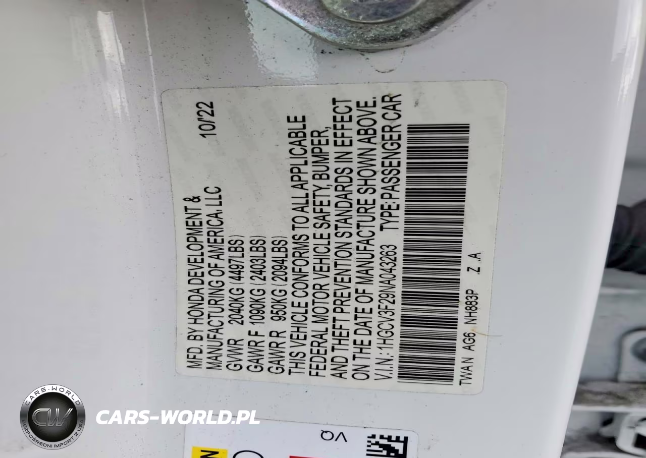 2022 Honda Accord Hybrid Sport VIN:1HGCV3F29NA043263 - 12
