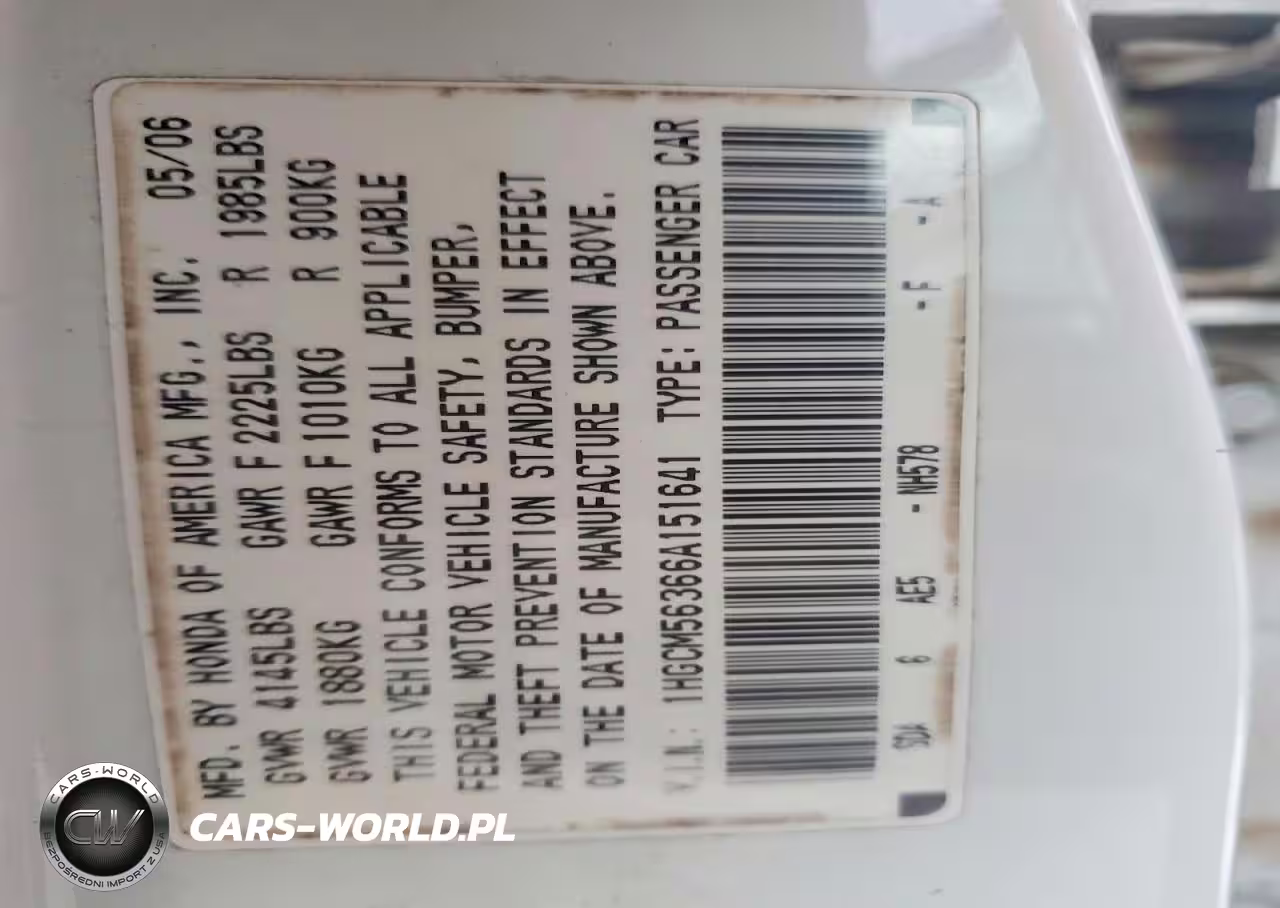 2006 Honda Accord Se VIN:1HGCM56366A151641 - 12