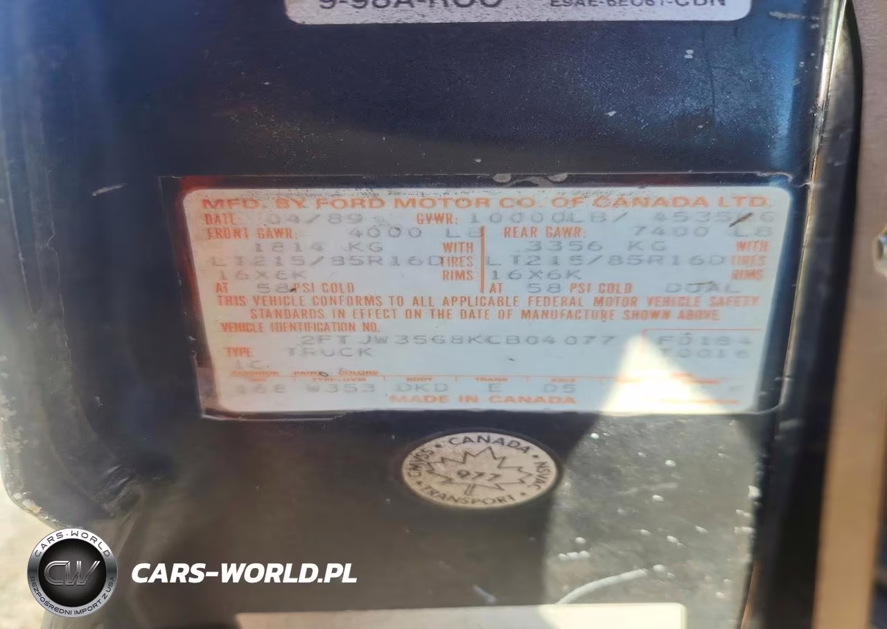 1989 Ford F350 VIN:2FTJW35G8KCB04077 - 12