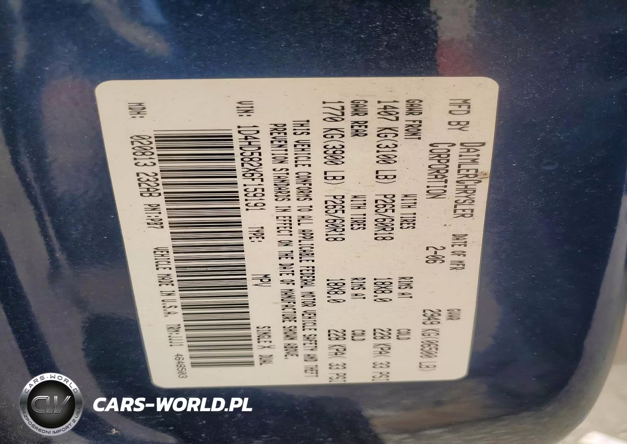 2006 Dodge Durango Limited VIN:1D4HD582X6F159191 - 13