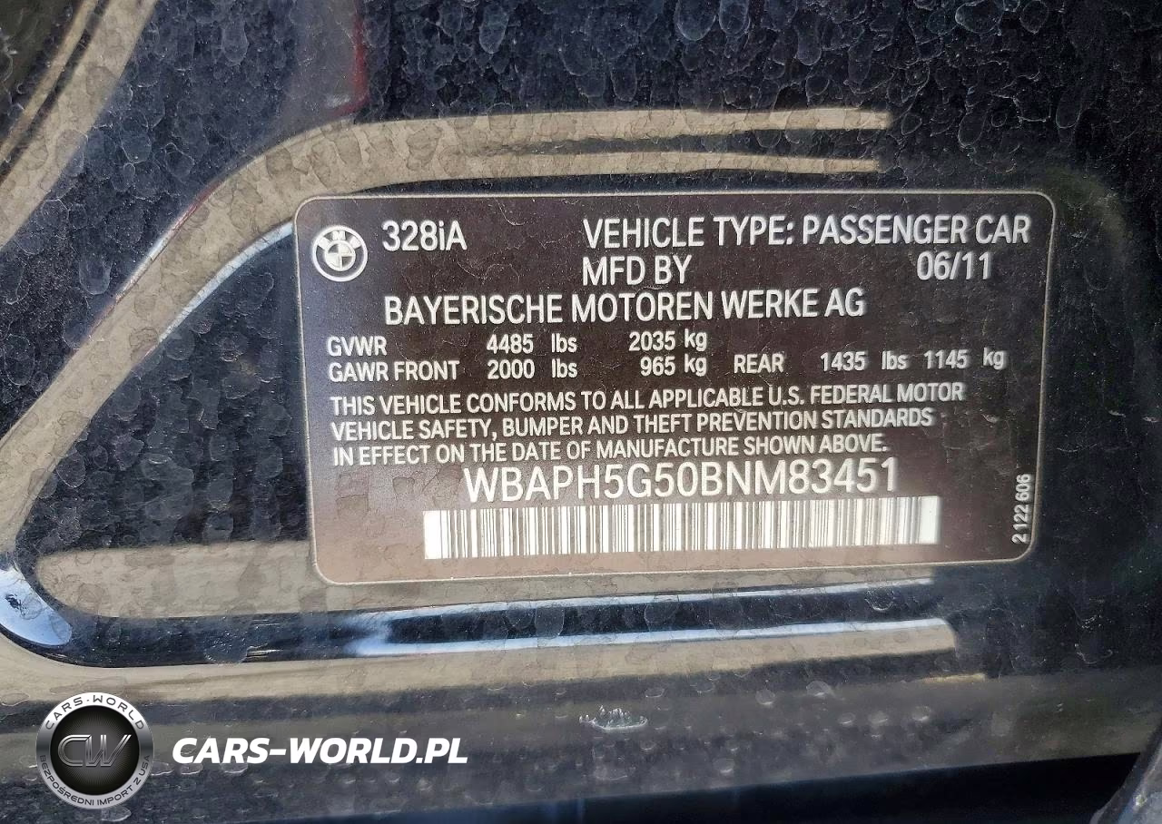 2011 BMW 328 I Sulev VIN:WBAPH5G50BNM83451 - 13