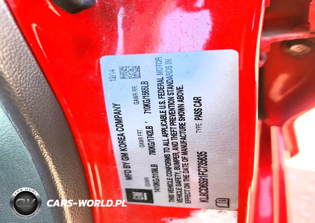 2015 Chevrolet Spark 1Lt VIN:KL8CD6S91FC735635 - 12